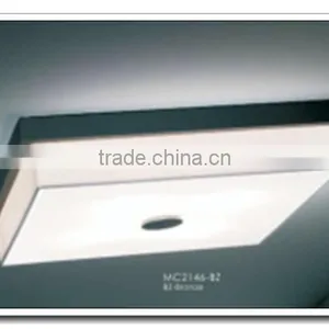 Wholesale Square Modern Ceiling Lamps With White Fabric Shade and Glass Disffuser and Bronze Base thumbnail-1
