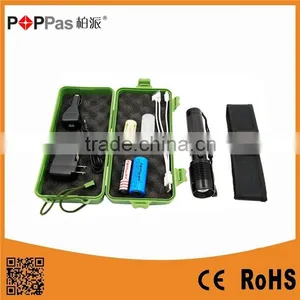 POPPAS 6618 High Power XML T6 Led Aluminium USB 5 Pin Rechargeable Zoomable LED Flashlight Torch Set thumbnail-1