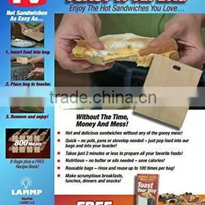 Toaster Bags for Grilled Cheese Sandwiches Made Easy (2 Pack), Reusable, Non-stick thumbnail-4