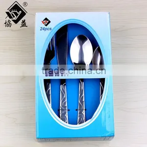 High Quality 24PCS Nice Gift Box Stainless Steel Plastic Handle Cutlery Set For Promotional Gift and Christmas Gift thumbnail-2
