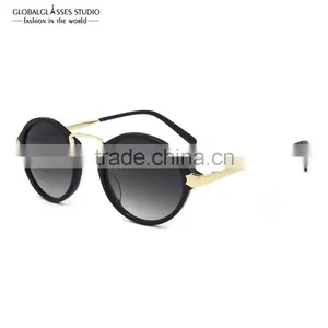 Gold Metal Bar Fashion Designer Sun Glasses Brand Unisex Honey Round Sunglasses With Polarized Lenses Lunette De Soleil 6605C thumbnail-2