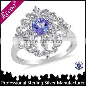 2014 Vogue Design Hot Sale Tanzania 925 Sterling Silver Rings thumbnail-1