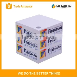 Non Sticky Woodfree Paper Logo Printing Cube Notepad Pen Holder thumbnail-5