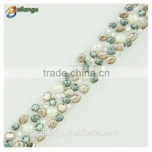 Fashion African Decorative Bridal Crystal Handmade Black Beaded Lace Trim for Dress thumbnail-1
