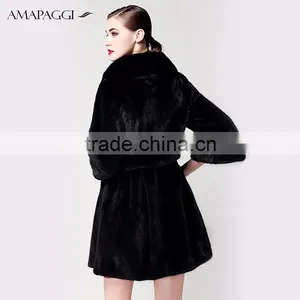 Wholesale Top Quality Black Slim Mink Womens Fur Coat From China thumbnail-3