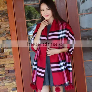 Women's Plaid Blanket Long Shawl Big Grid Winter Warm Lattice Large Scarf Wrap thumbnail-2