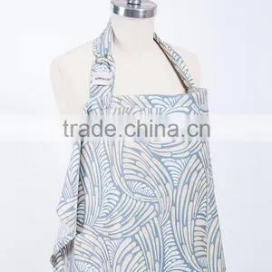 Wide Hooter Hider Made of the Highest Quality Fabric Blue Leaf Baby Nursing Apron thumbnail-2