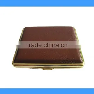 DCP005089BRN Dark Brown Color PU With Metal Cigarette Case, Cigarette Box thumbnail-1