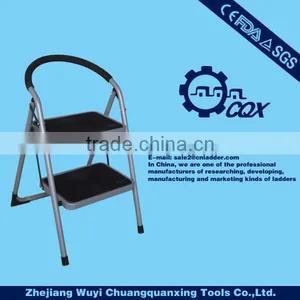 2 Tread Non Slip Folding Step Ladder Kitchen Stool New thumbnail-1