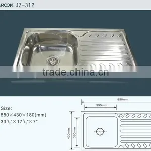 Single Bowl Single Tray Stainless Steel Kitchen Sink 85*43 thumbnail-2