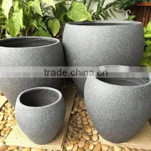 New Style Fiberglass Marble Grey Round Pot thumbnail-1