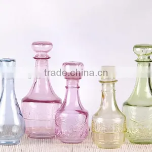 Decorative Rose Embossed Glass Wine Bottle thumbnail-1