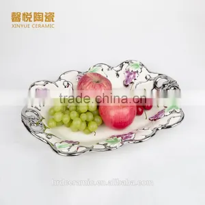 2016 Ceramic Candy Dish Golden ,ceramic Plate,silver Golden Fruit Tray thumbnail-1