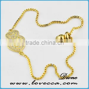 24Kt Gold Bracelet Micropave CZ Girls Gold Chain Bracelet thumbnail-5