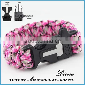 2016 Custom With Flint Fire Starter Survival Paracord Bracelet With Logo thumbnail-4