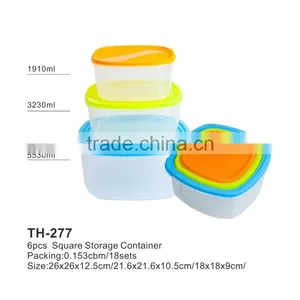 6pcs Food Grade Plastic Storage Conatiner Sqyare Shape NINGBO Plastic Factory thumbnail-1