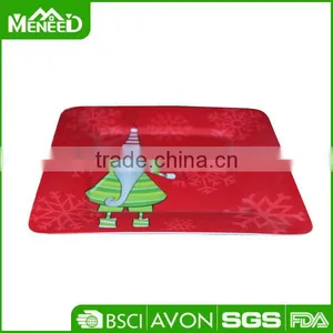 Santa X'mas Tree 10.5 Inch Melamine Dinner Plate in Red Color Suqare Shape thumbnail-1