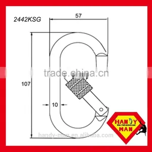 2442KTL Galvanized Twist Lock Galvanized Steel Oval Round O Ring Carabiner thumbnail-3