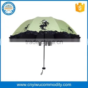 Top Quality Blue Edge Black Curved Handle Ads Print Straight Rain Umbrella thumbnail-1