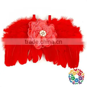 Lavender Color Infants Size Cheap Angel Wings With Match Flower Headband Small Feather Angel Wings Baby Fairy Wings Wholesale thumbnail-4