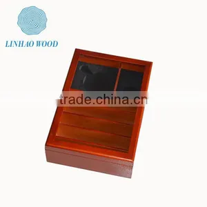Personalized Wooden Tea Box With Clear Arylic Window, Tea Boxes With Compartments Wood China thumbnail-3