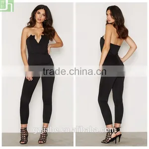 Panelled Padded Cups Strapless Jumpsuit for Women With Three Quarter Sleeve thumbnail-1