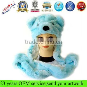 Fashion Long Mittens Scarf Set Plush Winter Animal Hats for Adults thumbnail-1