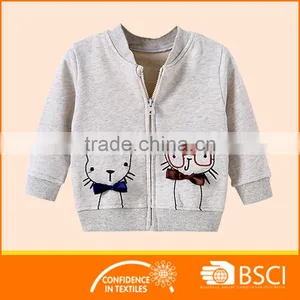 Zipper Front Open Clothing Baby Girl Cute Animal Embroidery Fleece Coat Jackets thumbnail-1