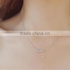 2017 New Style Micro Leaf Shape Plain 925 Sterling Silver Pendant Necklaces thumbnail-3