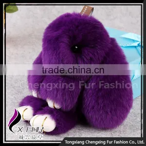 CX-R-10 Lastest Design Hot Fashion Custom Genuine Rex Rabbit Fur Keychain thumbnail-4