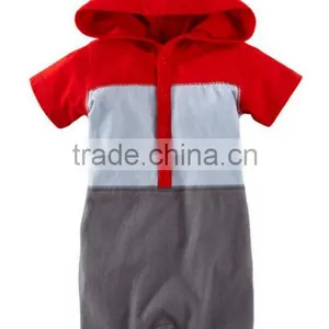 2015 Hot Sale Baby Boy Summer Cotton Rompers Bodysuit With Hood thumbnail-1