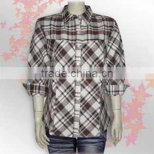 Lady Fashion Shirt Dyed Yarn Women Shirt thumbnail-1