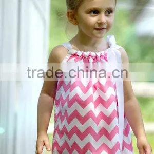Girls Dresses Infant Sleeveless Dress Toddler Chevron Cotton Skirt Knee Length Halter Kids Pillowcase Cotton Clothing on Sale thumbnail-1