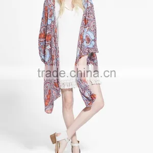 Fashion Style Printed Caftan Kimono Cardigan With Long Sleeve for Women 2015 Embroidered Kaftan thumbnail-1