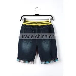 2016 New Style Elastic Ribbon Waistband Kids Boys Fashion Jeans Pant Enzyme Wash Design Kids Ripped Jeans thumbnail-2