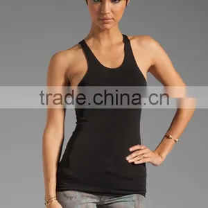 95% Rayon 5% Spandex Jersey Racer Black Tanks thumbnail-1