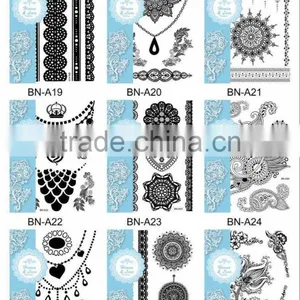 Hot Sexy Black Lace Tattoo Ink Bridal Lace Temporary Tattoo Sticker thumbnail-2