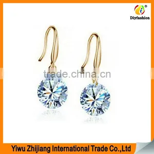 Hot Sell 8mm White Gold Plated Cubic Zricon Stone Earring For Women thumbnail-1