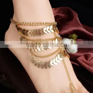 Retro Gold Multi Tassel Chain Anklet Ankle Bracelet Beach Foot Jewelry thumbnail-2