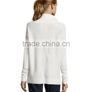 Womens White Wool Knit Cowl Neck Winter Sweater thumbnail-3
