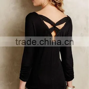 Hot Selling Pullover Style Cross Back Ladies Jersey Tee thumbnail-3
