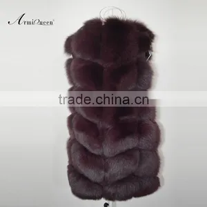 Rose Real Fox Fur Gilet For Ladies Wear,Long Style Fur Vest&Coat thumbnail-4
