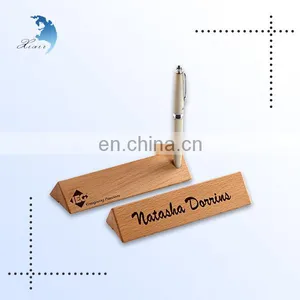 Handmade Decorative Triangular Prism Shape Wooden Pen Holder in Office thumbnail-1