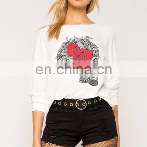 Wholesale Custom Lady Fashion Floral Printed Long Sleeve T-shirt thumbnail-2