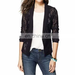Black Stretch Lace Tuxedo Jacket - Chinese Clothing Factory ( YC30008 ) thumbnail-2