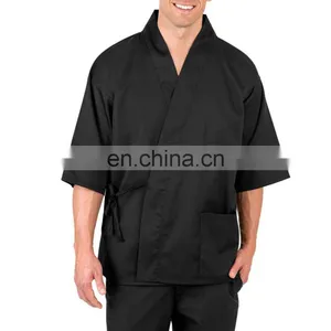Japan Black Sushi Japan Chef Coat With Half Sleeves 65%Polyester 35%Cotton thumbnail-1