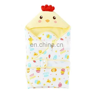 LOW MOQ Cartoon Animal Chicken Cotton Swaddle Blanket With Belt thumbnail-1