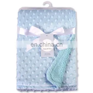Wholesale Cheap Pink Minky Dot Baby Blankets for Newborn Baby Girls thumbnail-4