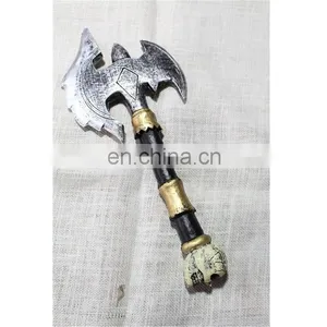 Event Supplies Prop PU Axe With Brown and Gold Handle and Skull for Halloween, Carnival, and Party thumbnail-1
