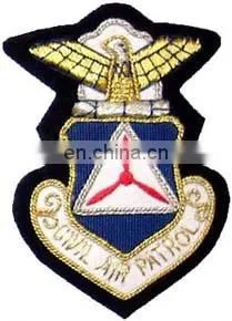 Embroidery Cap Badge Hand Embroidery Custom Cap Badges Air Force Bullion Wire thumbnail-1